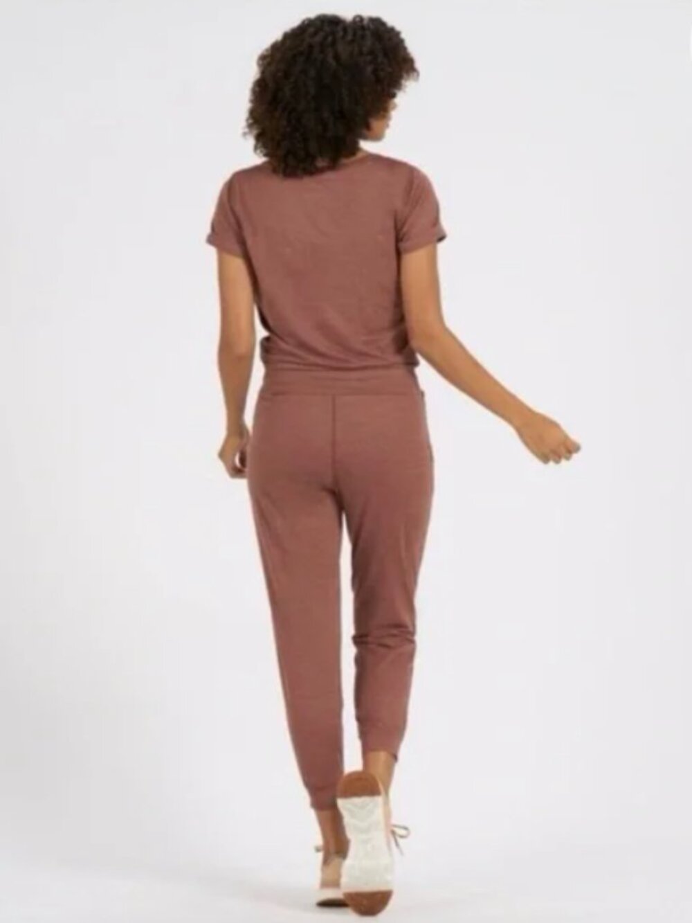 Vuori All Day Jumpsuit Terracotta Heather Brown XS Extra-Small Romper EUC Pocket - Picture 2 of 16